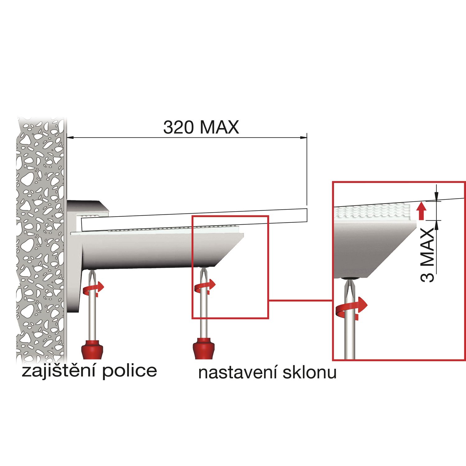 Podpěra polic Kaiman 7-41 Černá (pár)