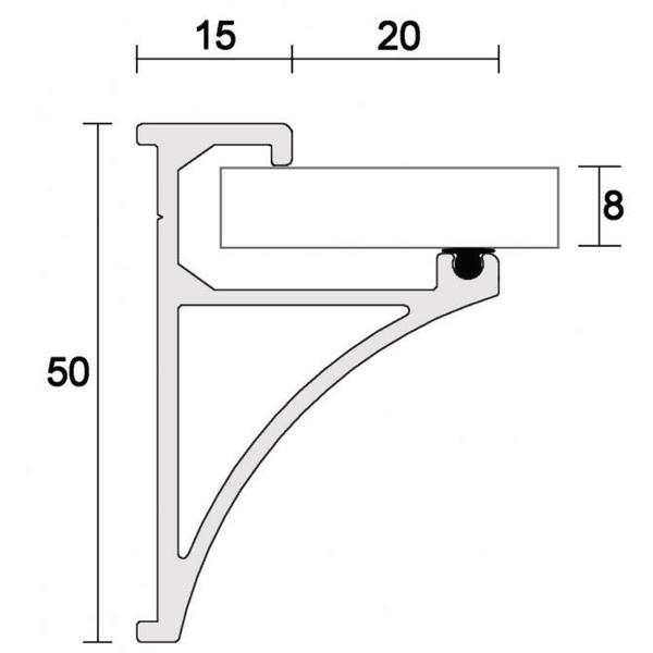 Policový profil DVX FIX (8mm) 3m