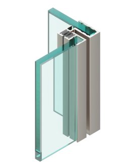 Rohové lištové magnetické těsnění 90° sklo-sklo 2300mm Nerez matt (vzhled)