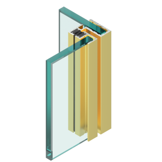 Rohové lištové magnetické těsnění 90° sklo-sklo 2300mm Zlatá lesk