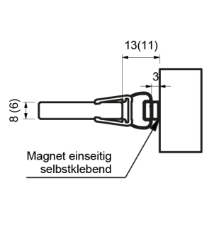 Magnetické těsnění 180° se samolepícím protikusem na zeď 2250mm